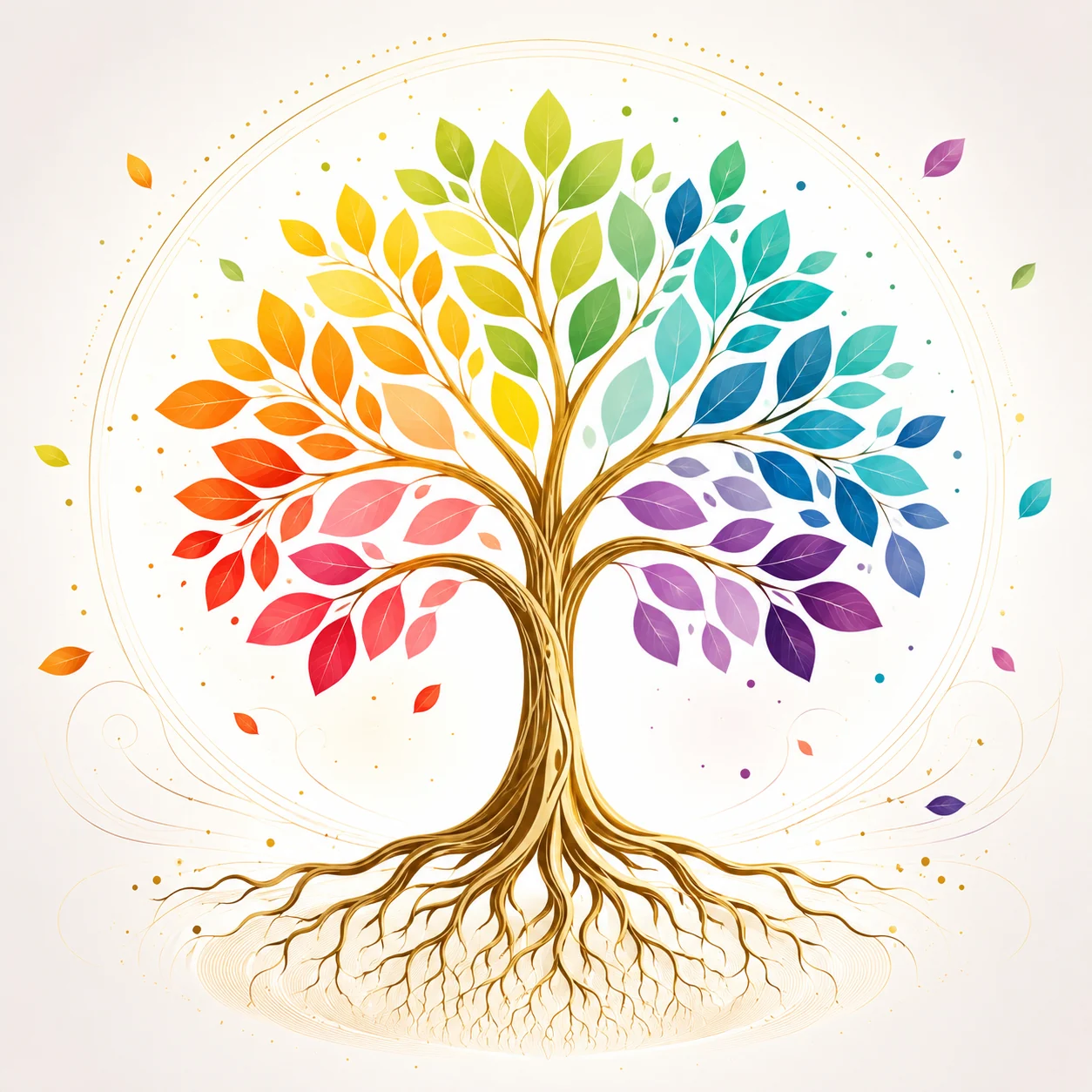 Arbre coloré symbolisant l’équilibre et l’enracinement